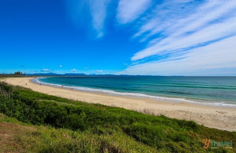 wide sweeping view of byron bay beach