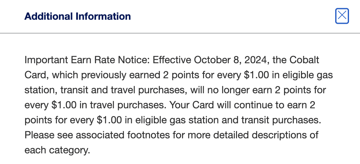 Upcoming Change to the American Express Cobalt Card's Earning Rate