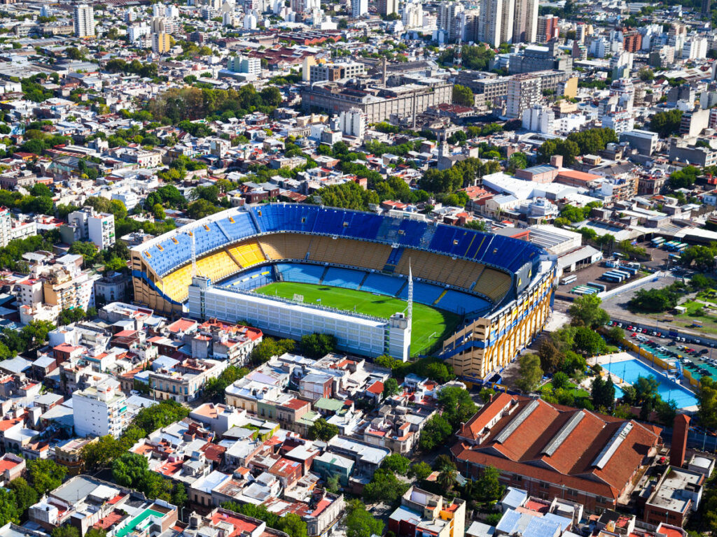 aerial view of boca juniors stadium in cityscape