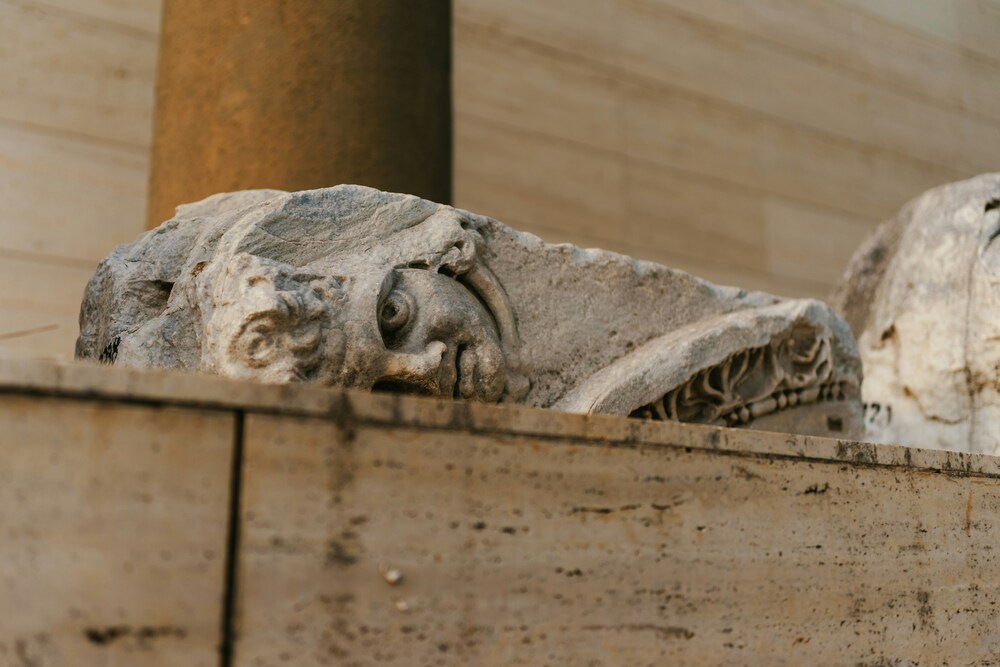 broken statue on display