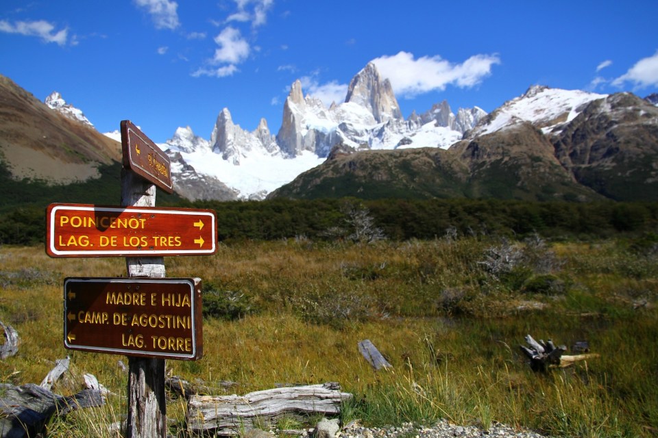 Ushuaia, Argentina, landscape, view on mountains and pointer