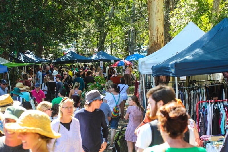 crowds at Bellingen Markets, NSW, Australia