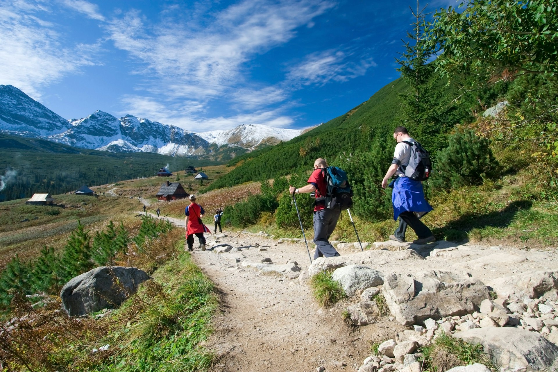 Hikers on a trail in the High Tatras, Slovakia