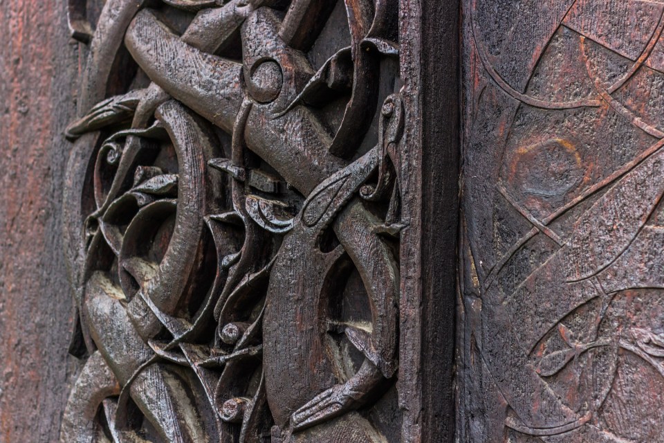 Detail of the wall of the Urnes Stave Church