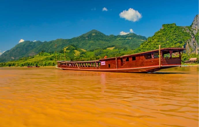 Cruise boat on the Mekong River, Laos