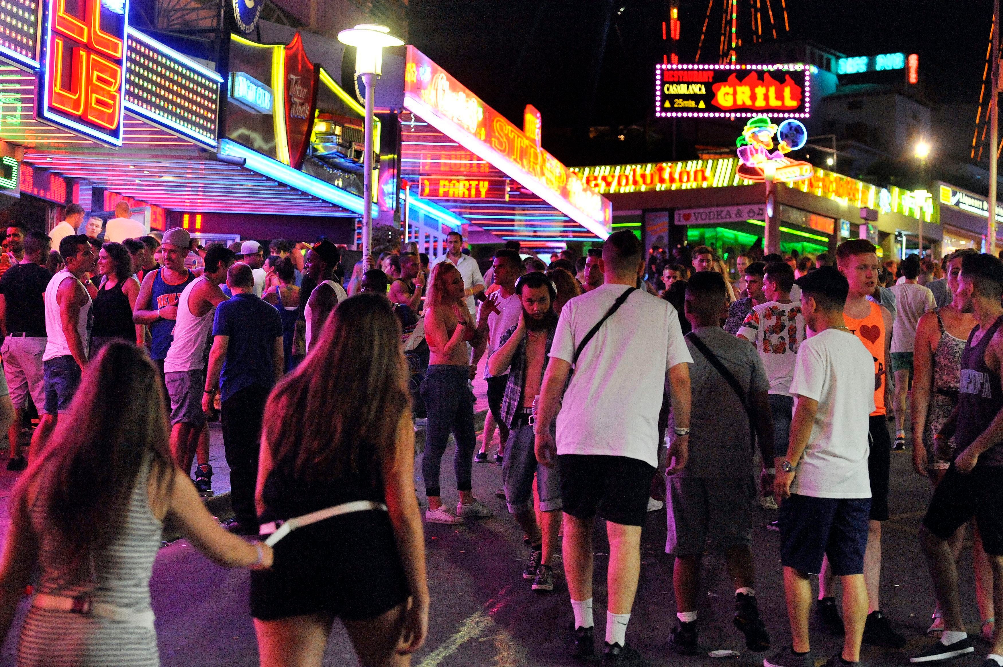 A view of Punta Ballena, the main club strip in Magaluf, Majorca