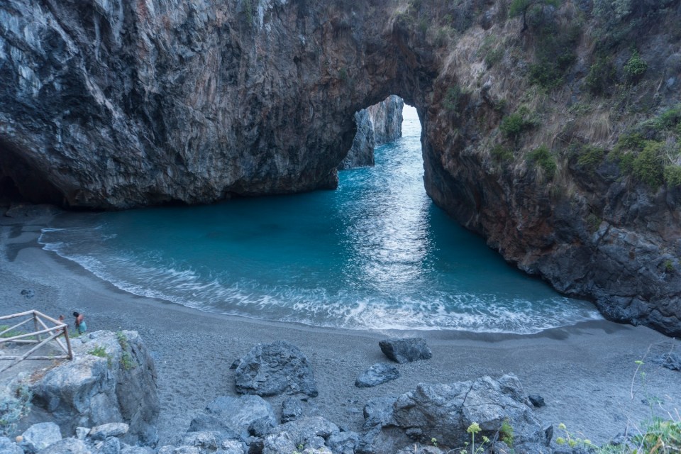 Mediterranean coast with sea caves and inlets