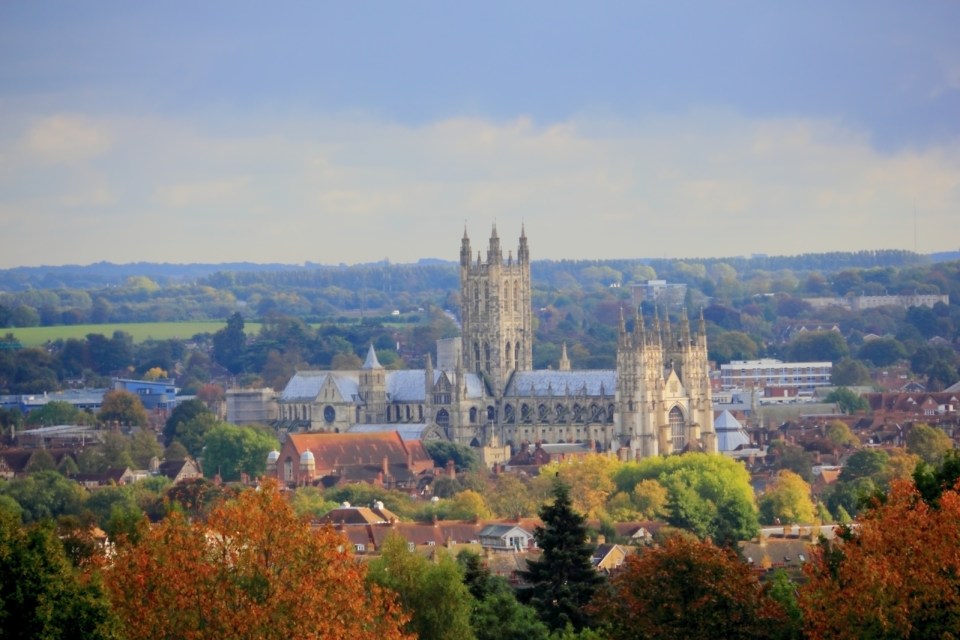 A view of Canterbury Cathedral and its surrounding city