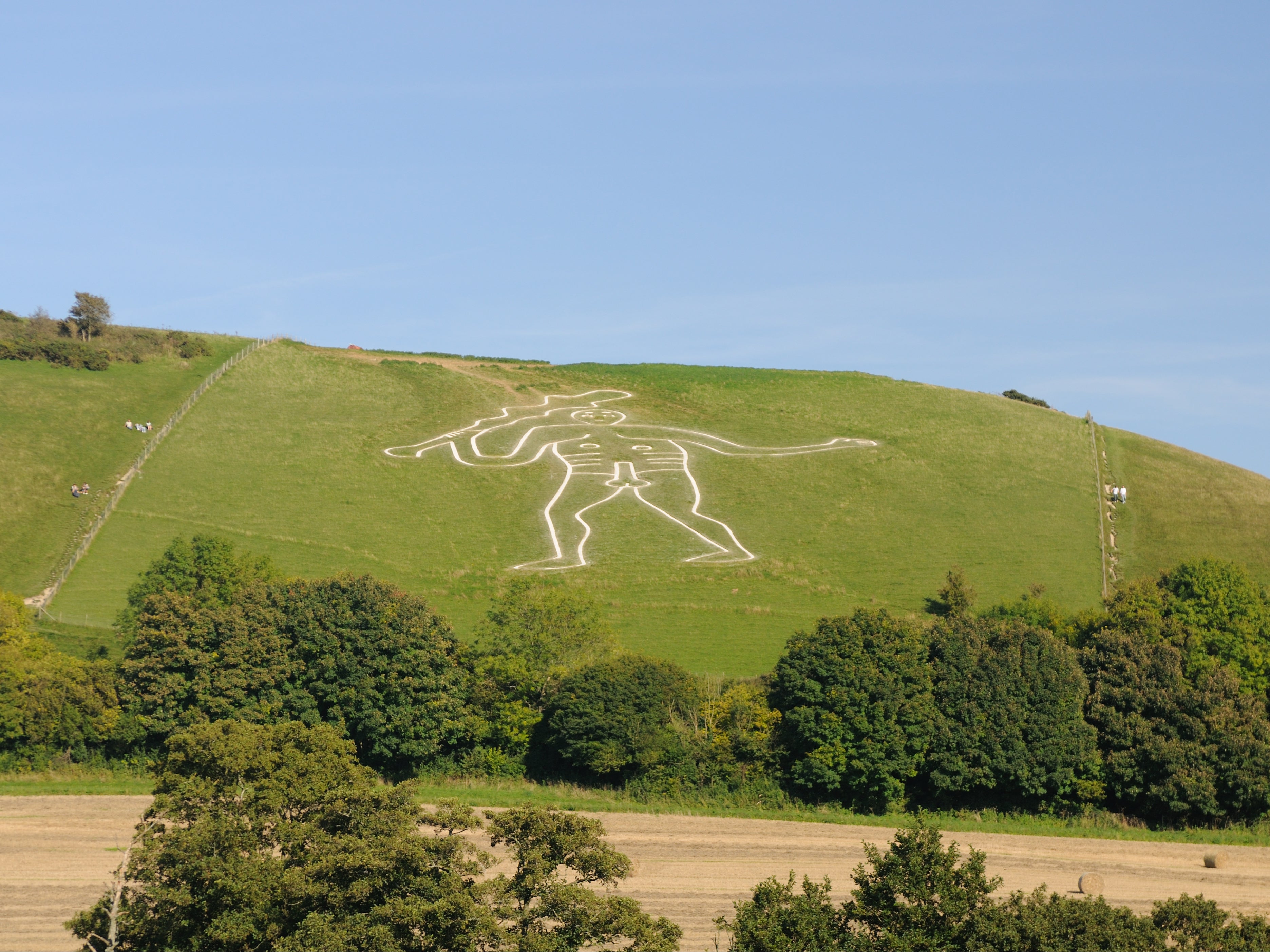 The giant can usually be seen with a thick chalk outline that is replenished by the National Trust every decade