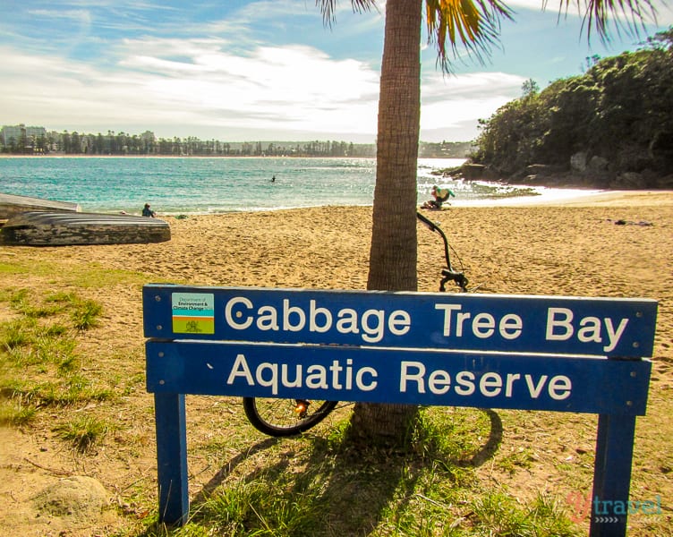 a sign on Cabbage tree bay