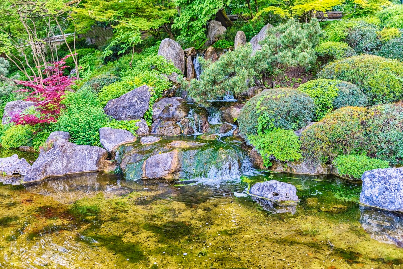 The beautiful japanese garden inside the Botanical Garden of Rome