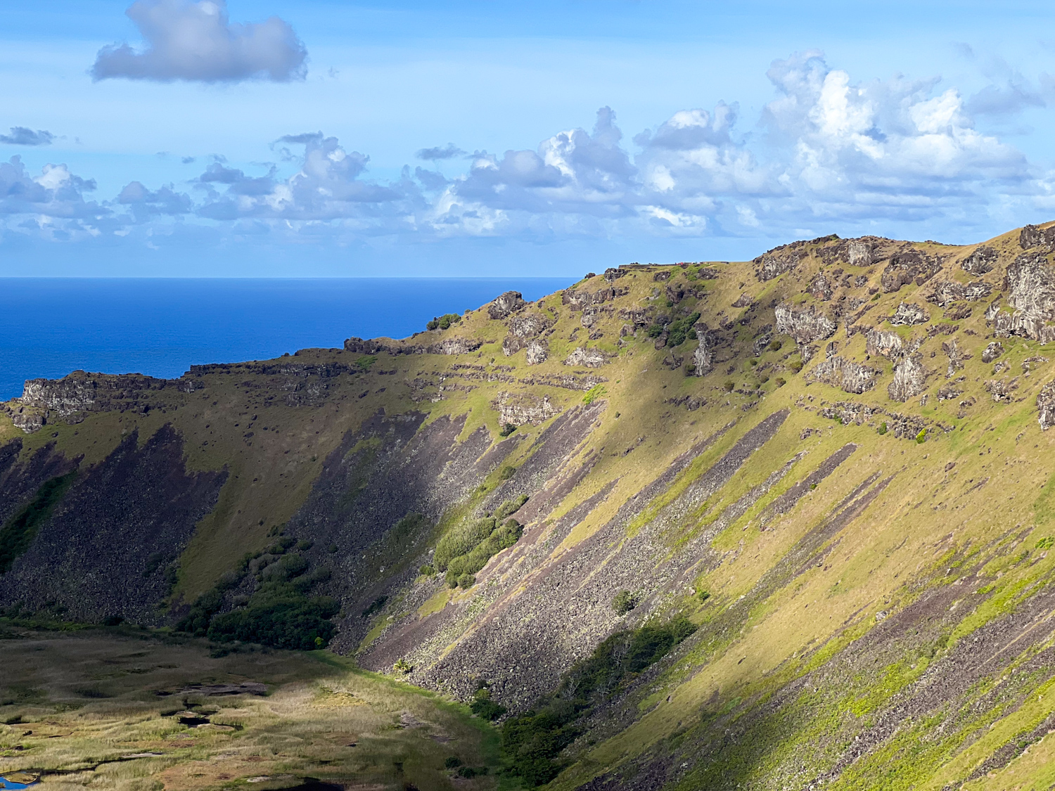 Interior slopes of the Rano Kau crater.