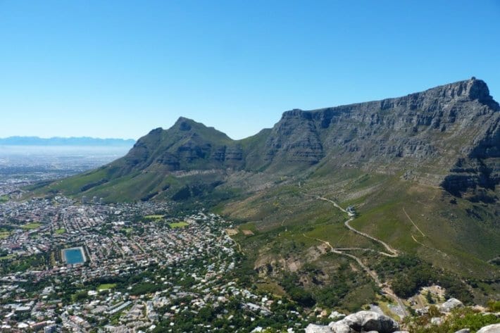 table mountain and cape town city skyline