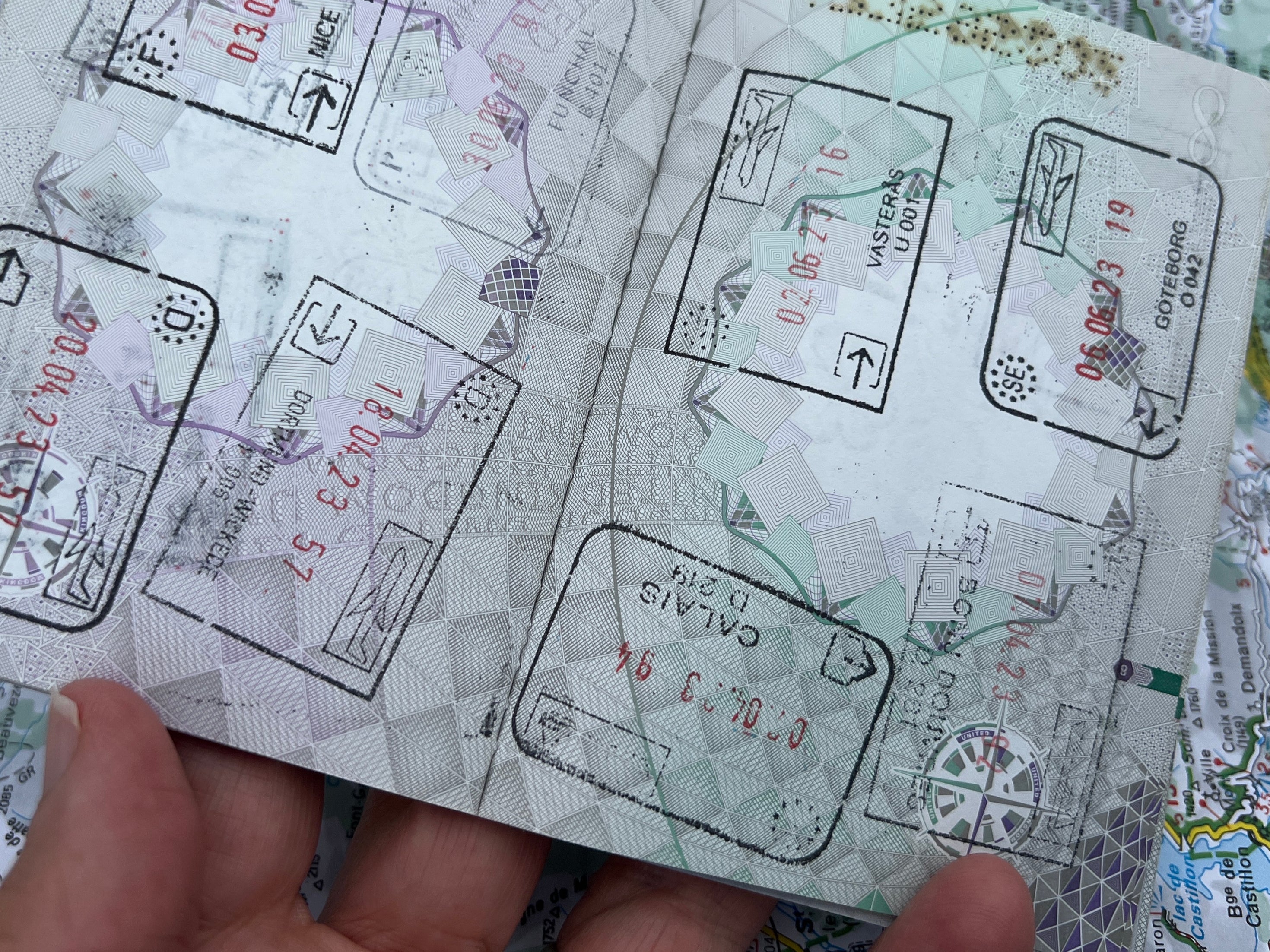 Stamp collection: Each round-trip to Europe uses up half a passport page