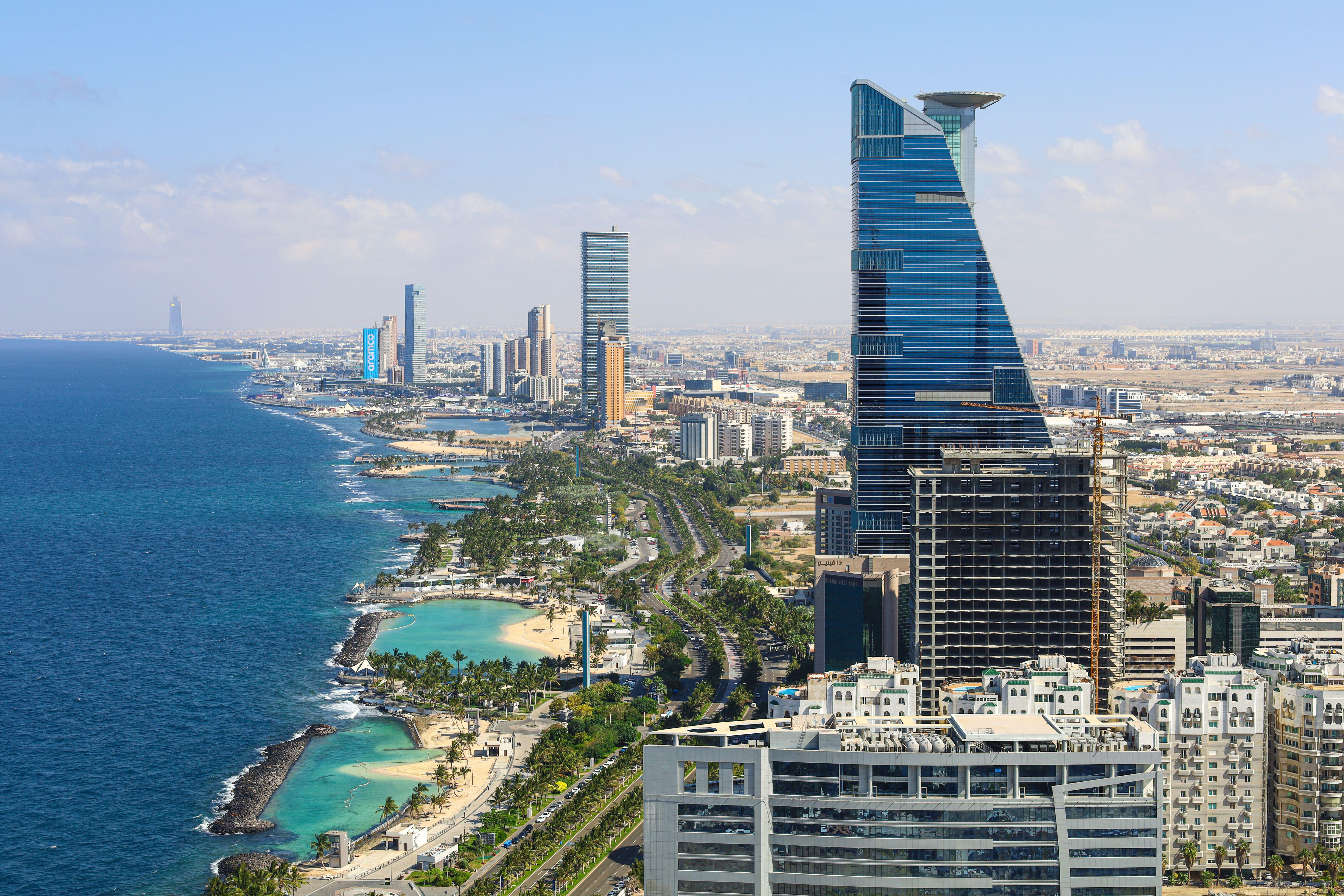 View of the Jeddah skyline and coast