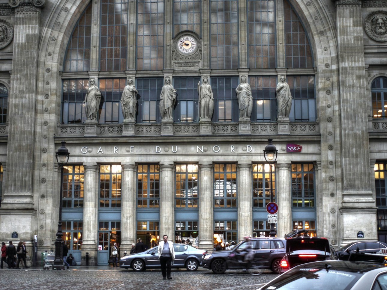 Main entrance of the Gare du Nord in Paris