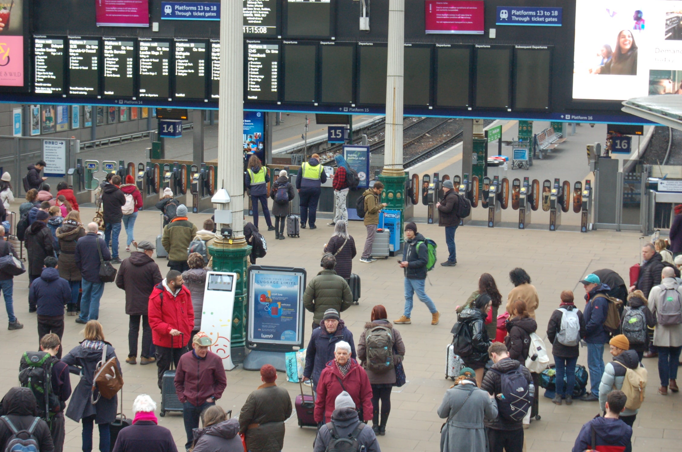 Passengers on Edinburgh Waverley station concourse