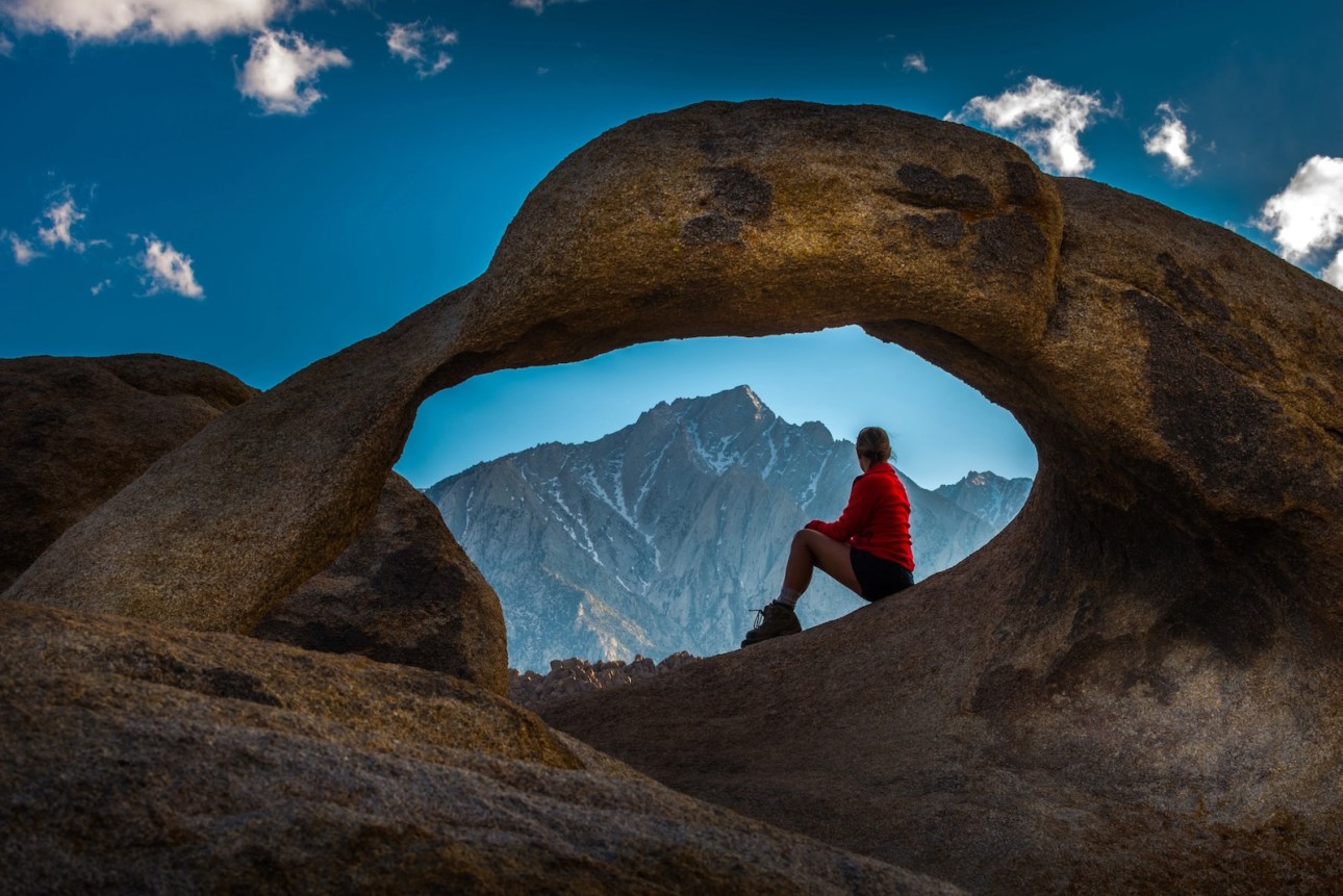 Woman Tourist Mobius Arch Alabama Hills