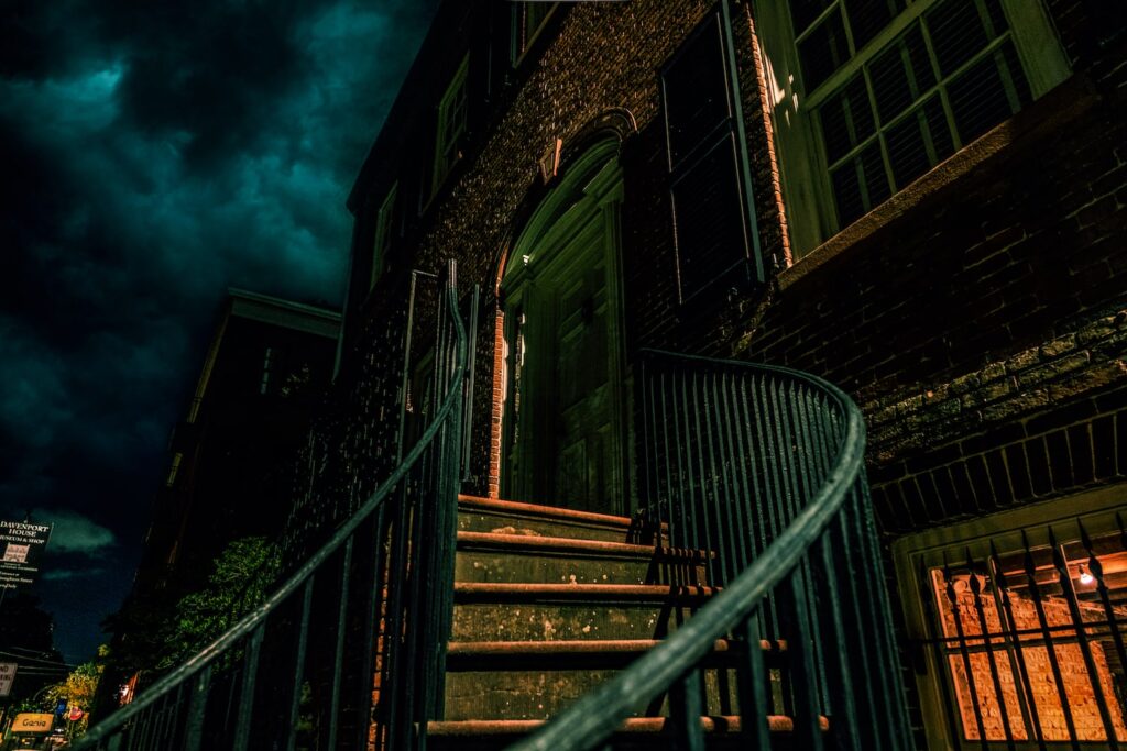 A spooky spiral staircase in Savannah, GA (photo by US Ghost Adventures).