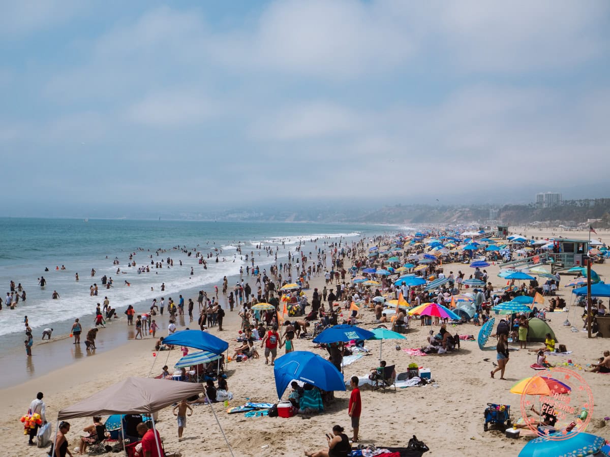 busy california beach along the pacific