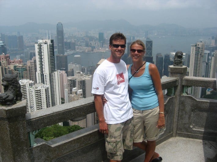 people standing on a city lookout