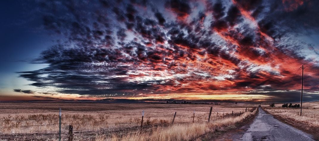 Sunset over a large field