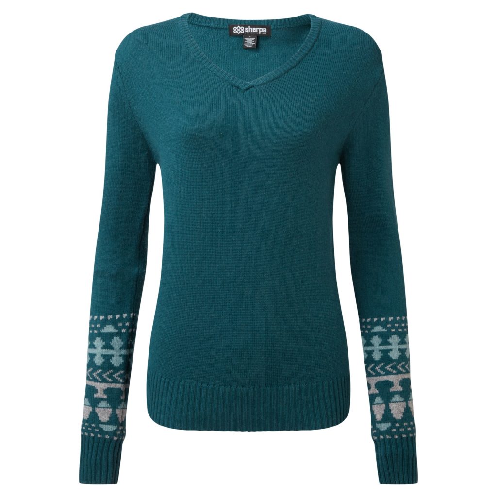 A jade coloured sweater