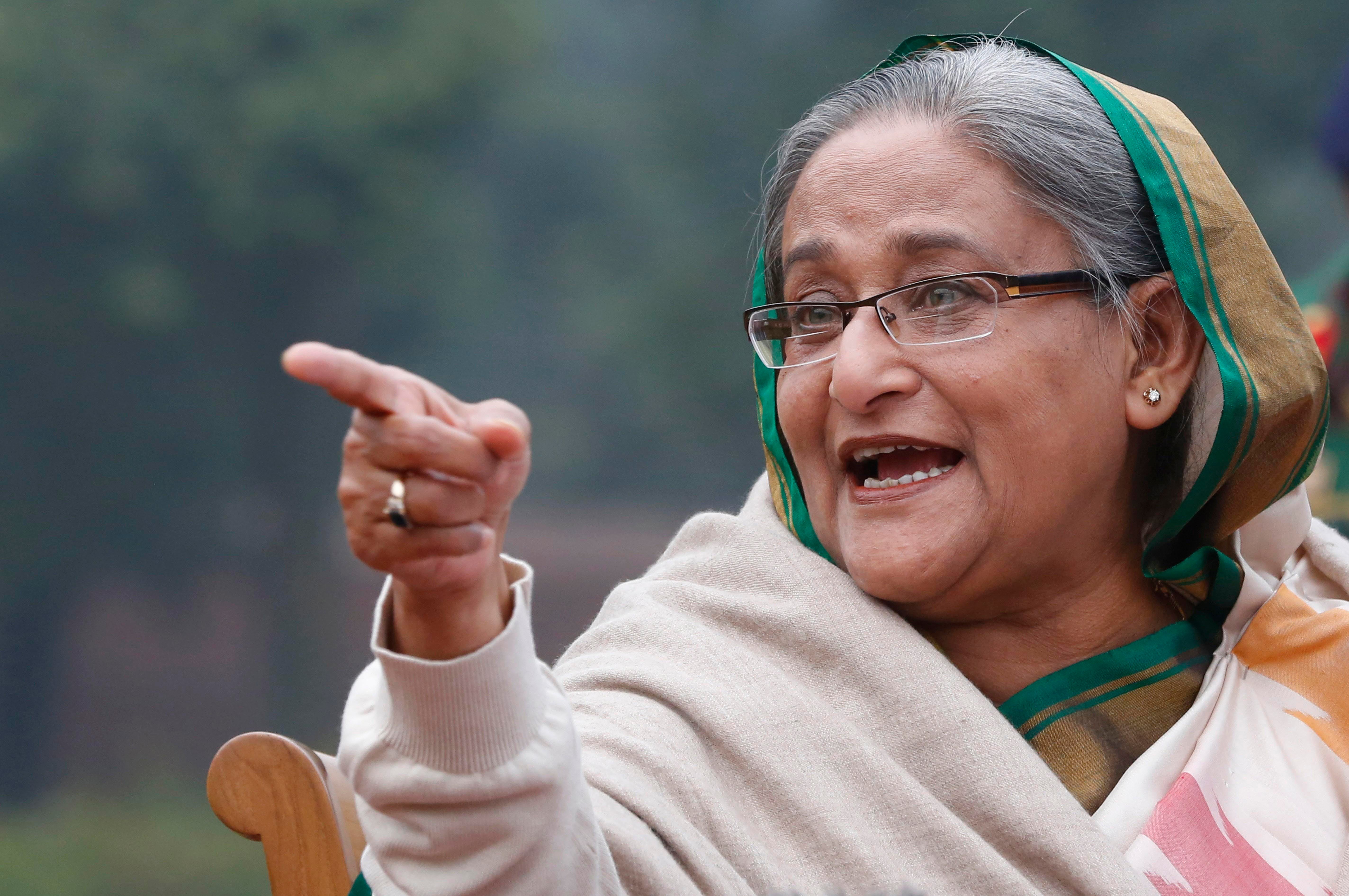 Bangladesh's Prime Minister Sheikh Hasina speaks during a press conference in Dhaka, Bangladesh, on 6 Jan 2014