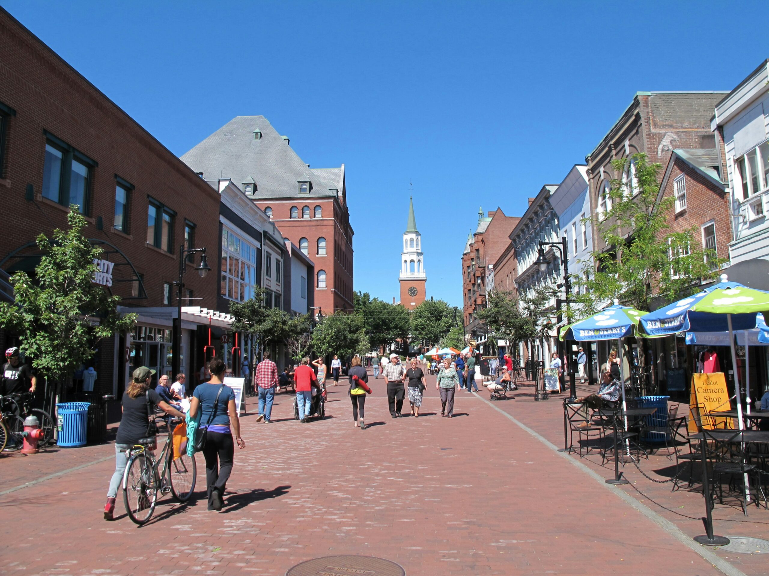 People walking Church Street in Burlington