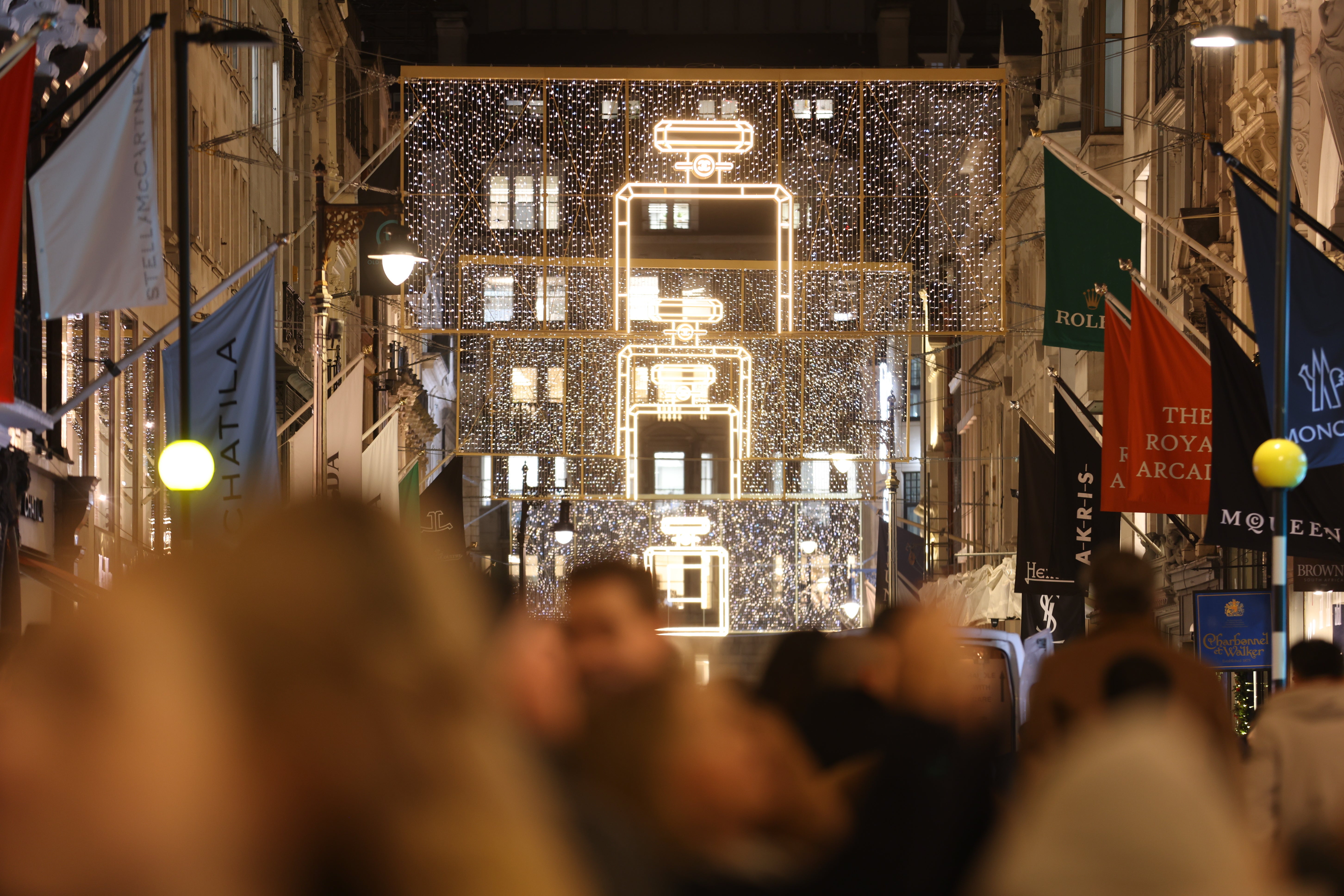 The new display of Christmas lights on Bond Street in London