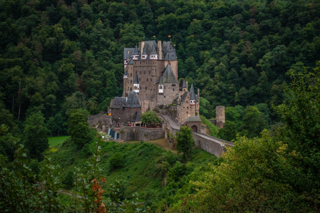 Eltz Castle or Burg Eltz in Germany on a cloudy day during Spring