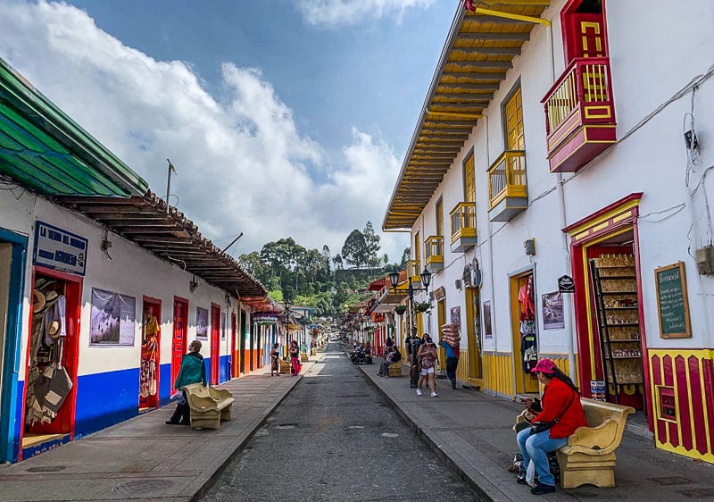 people sitting on Street in Salento, Colombia