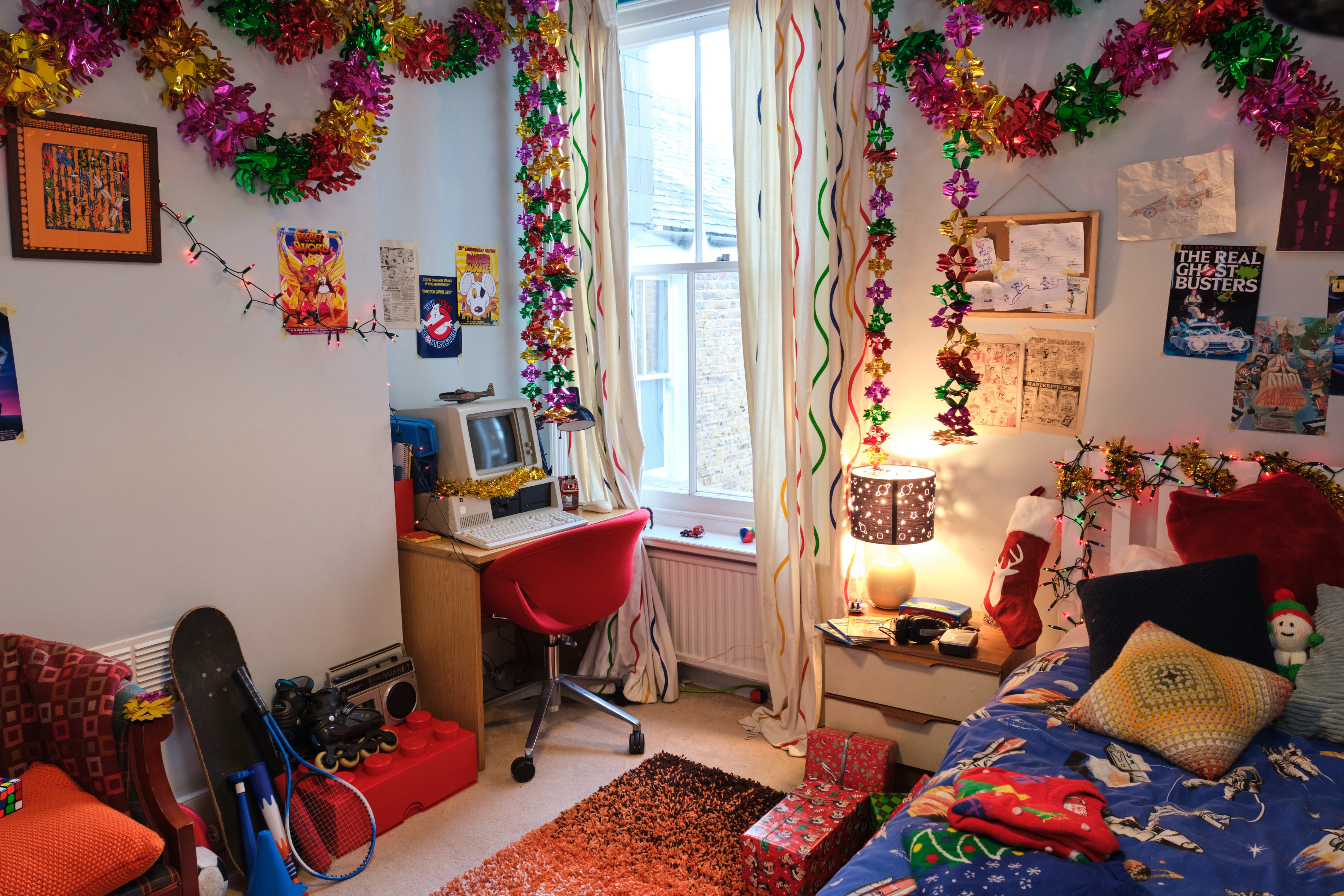 The child’s bedroom is decked out in Eighties memorabilia