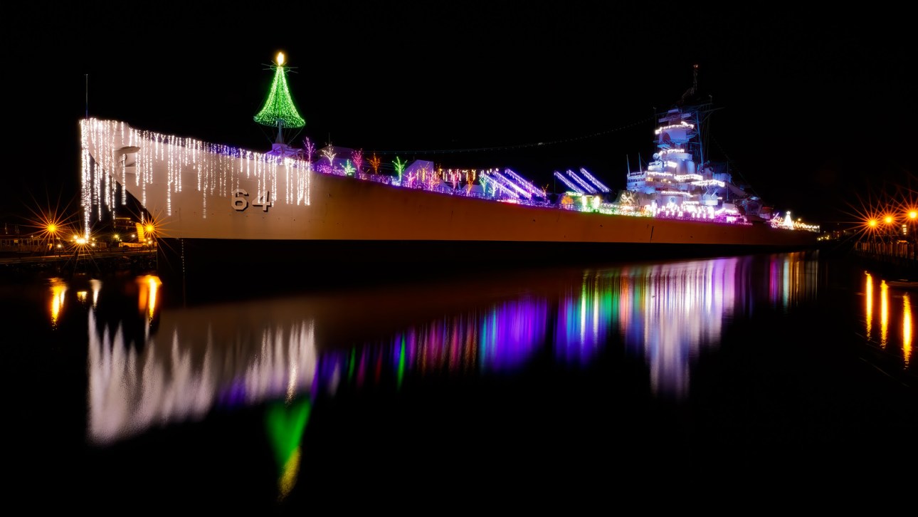 Christmas Lighting on USS Wisconsin, Norfolk VA