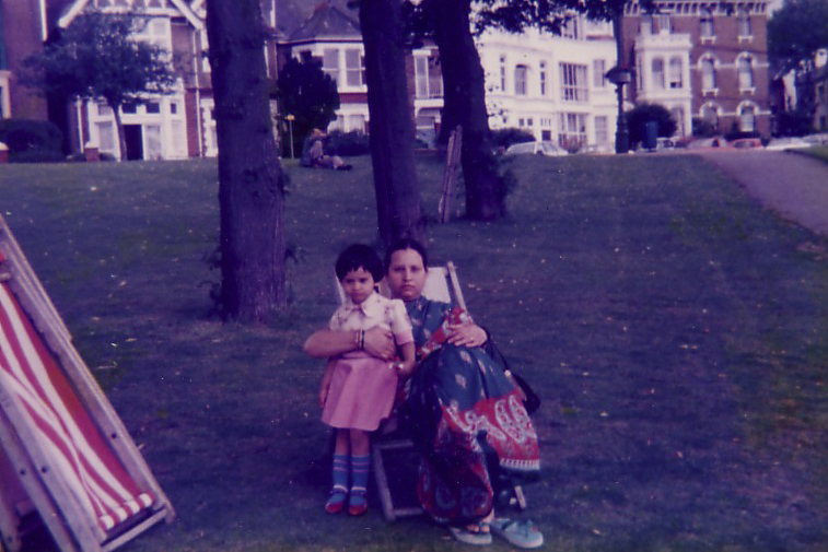 Kia and her mother on a rare trip to the park