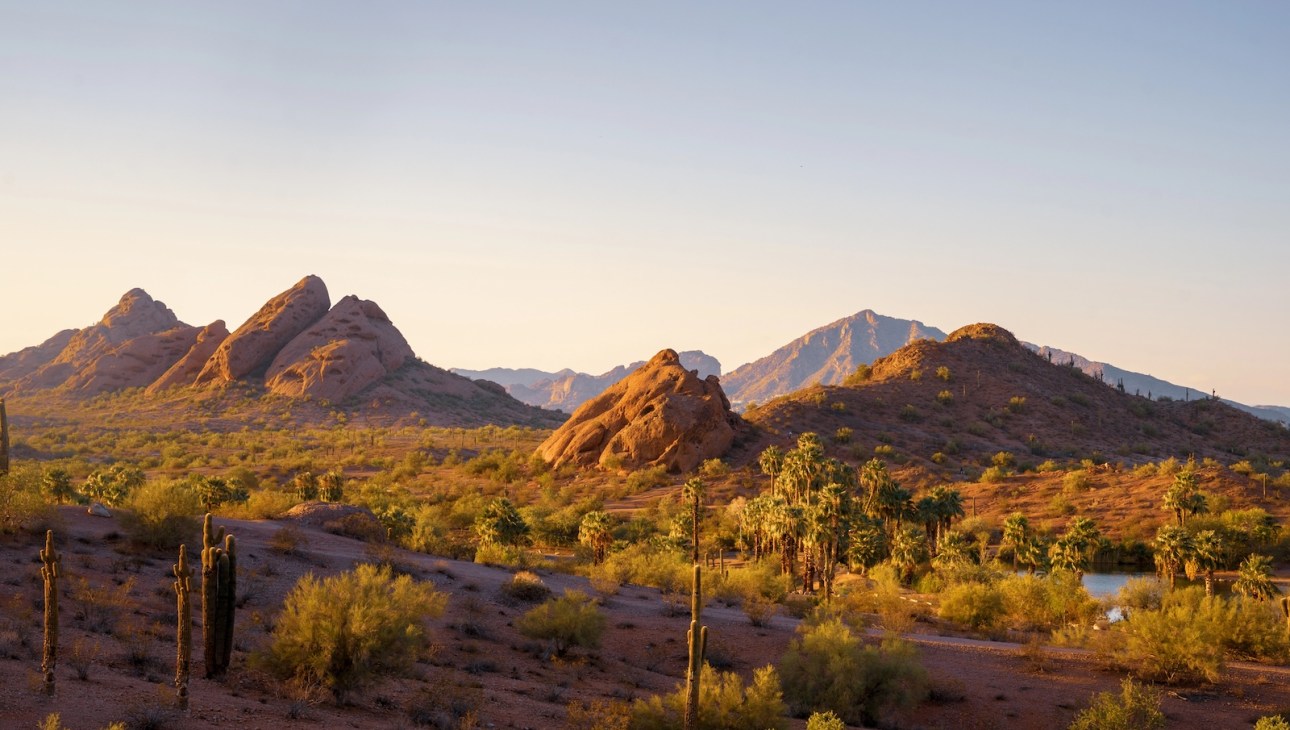 Arizona Papago Park peaking through to Camelback Mountain, Phoenix, Scottsdale Arizona area