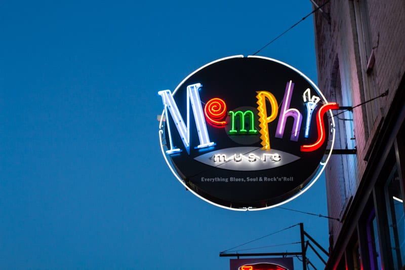 close up of a memphis sign