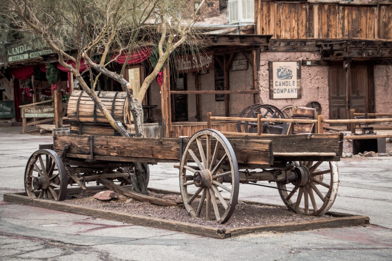Old wooden waggon in Calico Ghost town, San Bernardino County