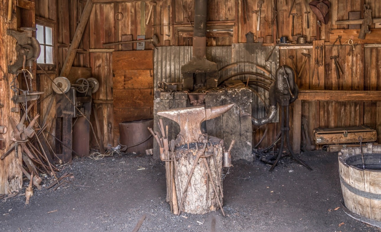 Old blacksmith forge at the old silver mining town Calico California