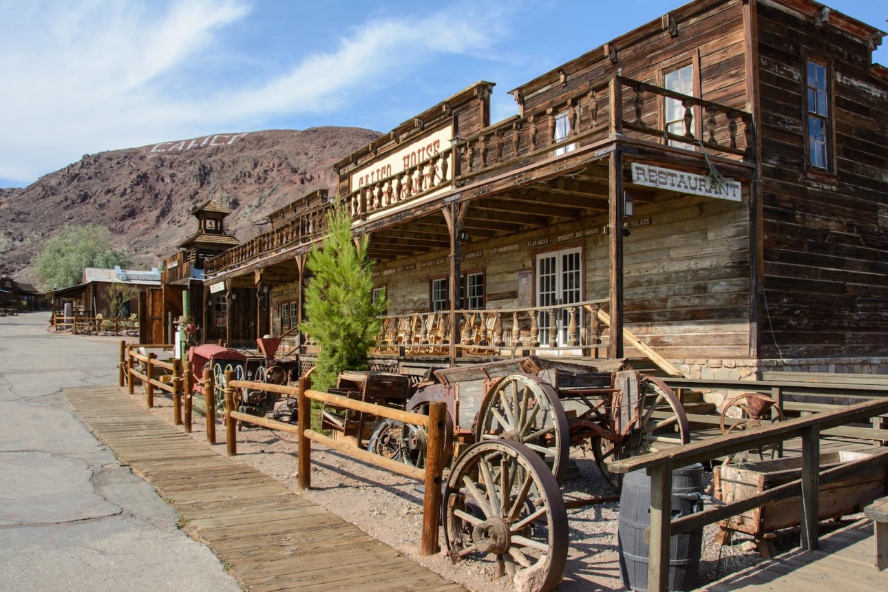 The old wooden saloon in the ghost town of Calico