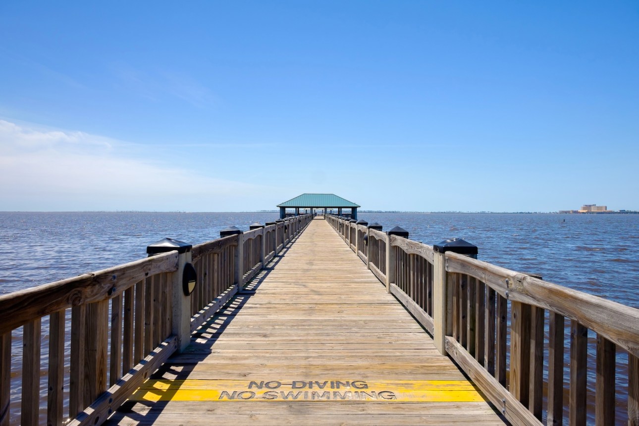 Gulf coast beach in Ocean Springs, Mississippi.