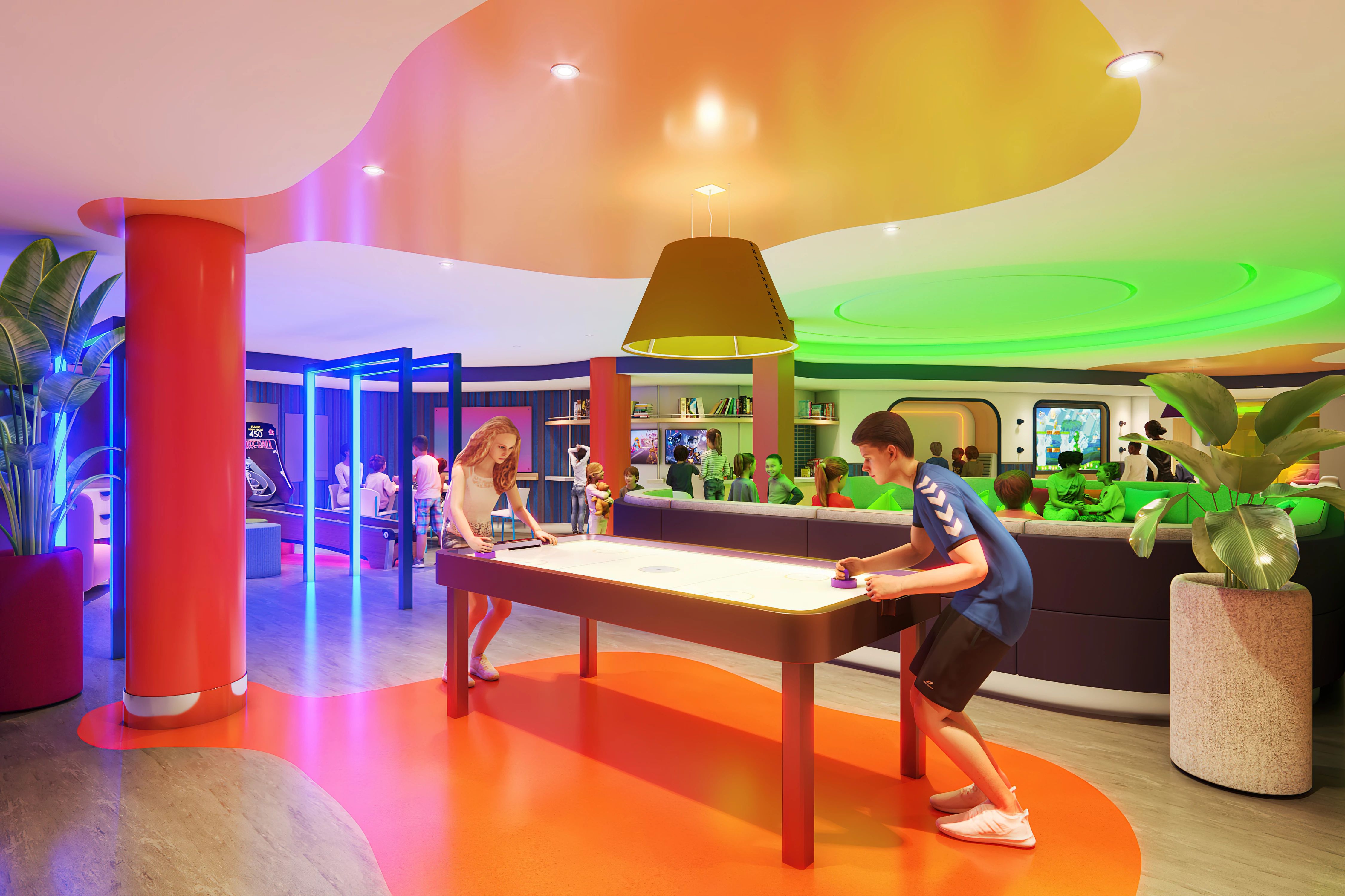 Younger passengers can escape their parents in the teen lounge