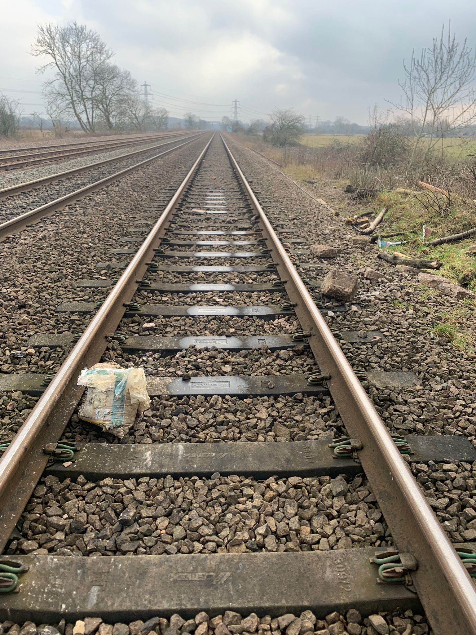 Building material dropped onto the tracks
