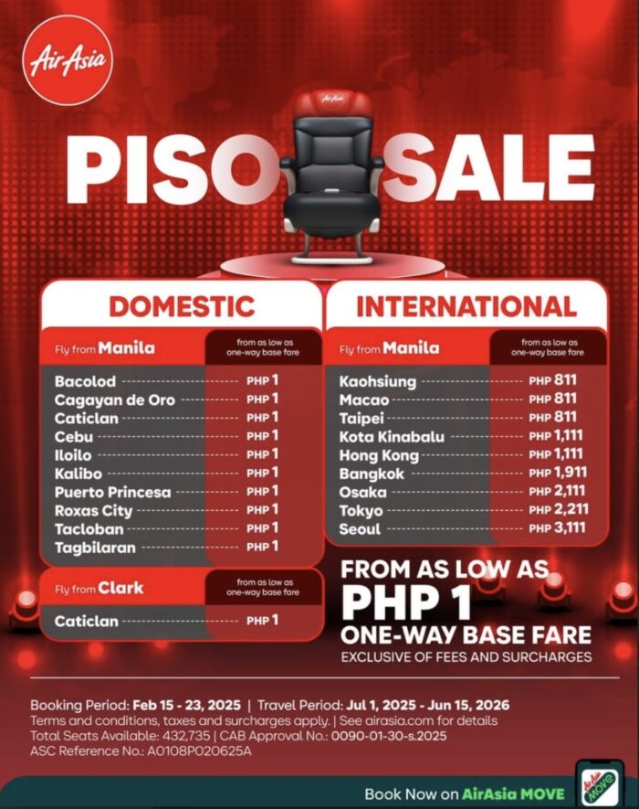 Secure AirAsia Philippines Piso Fare