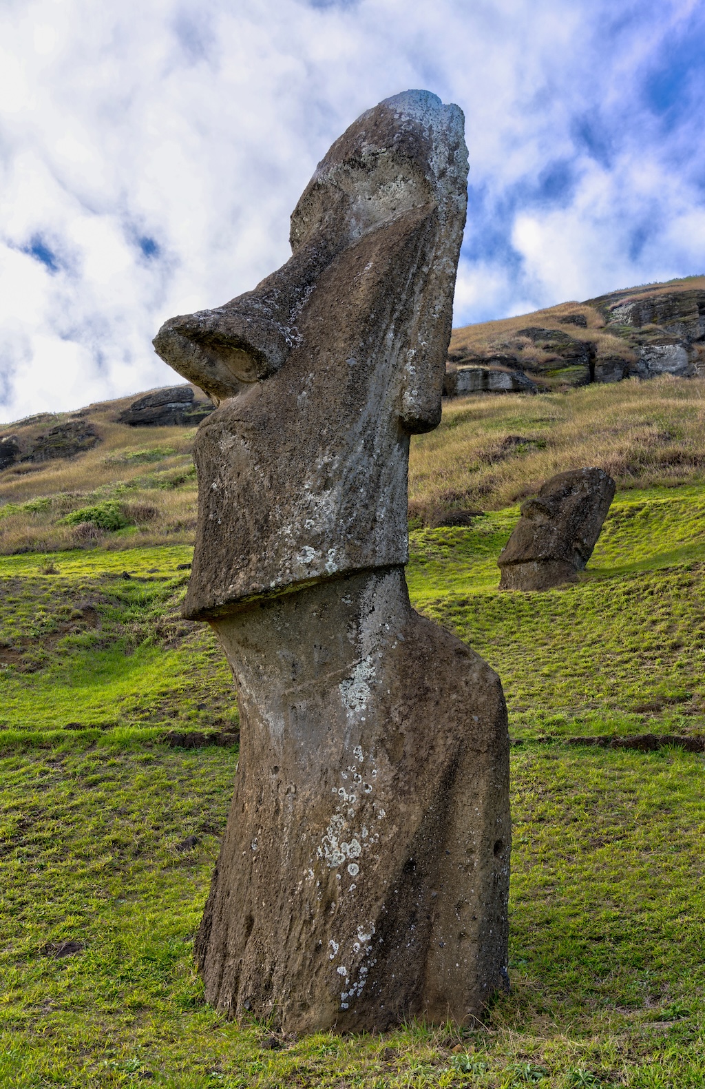 Moai Statues on Easter Island at the Rano Raraku Quarry.