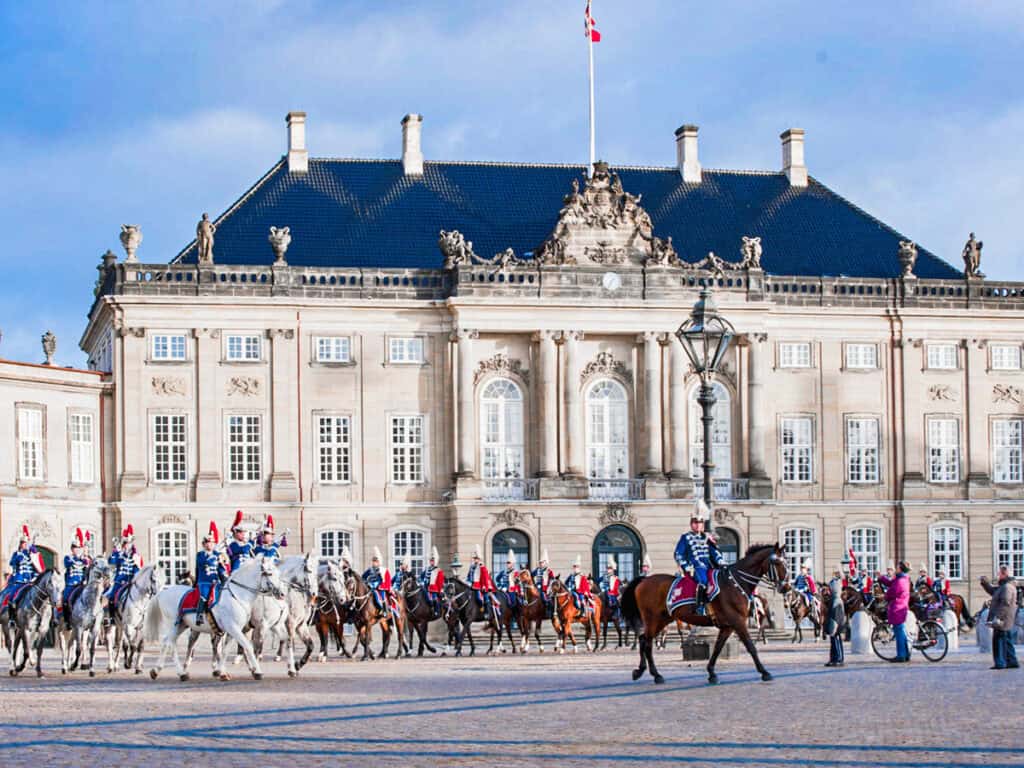 changing of the guards outside  Amalienborg Palace  