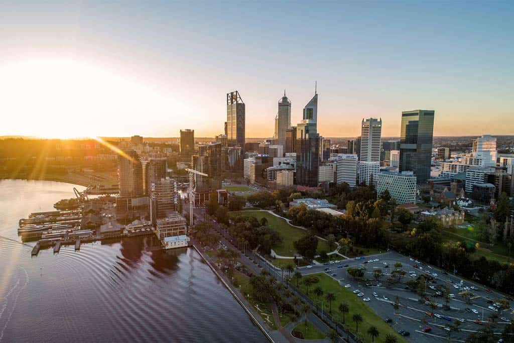 Sun Setting Over Perth Cbd