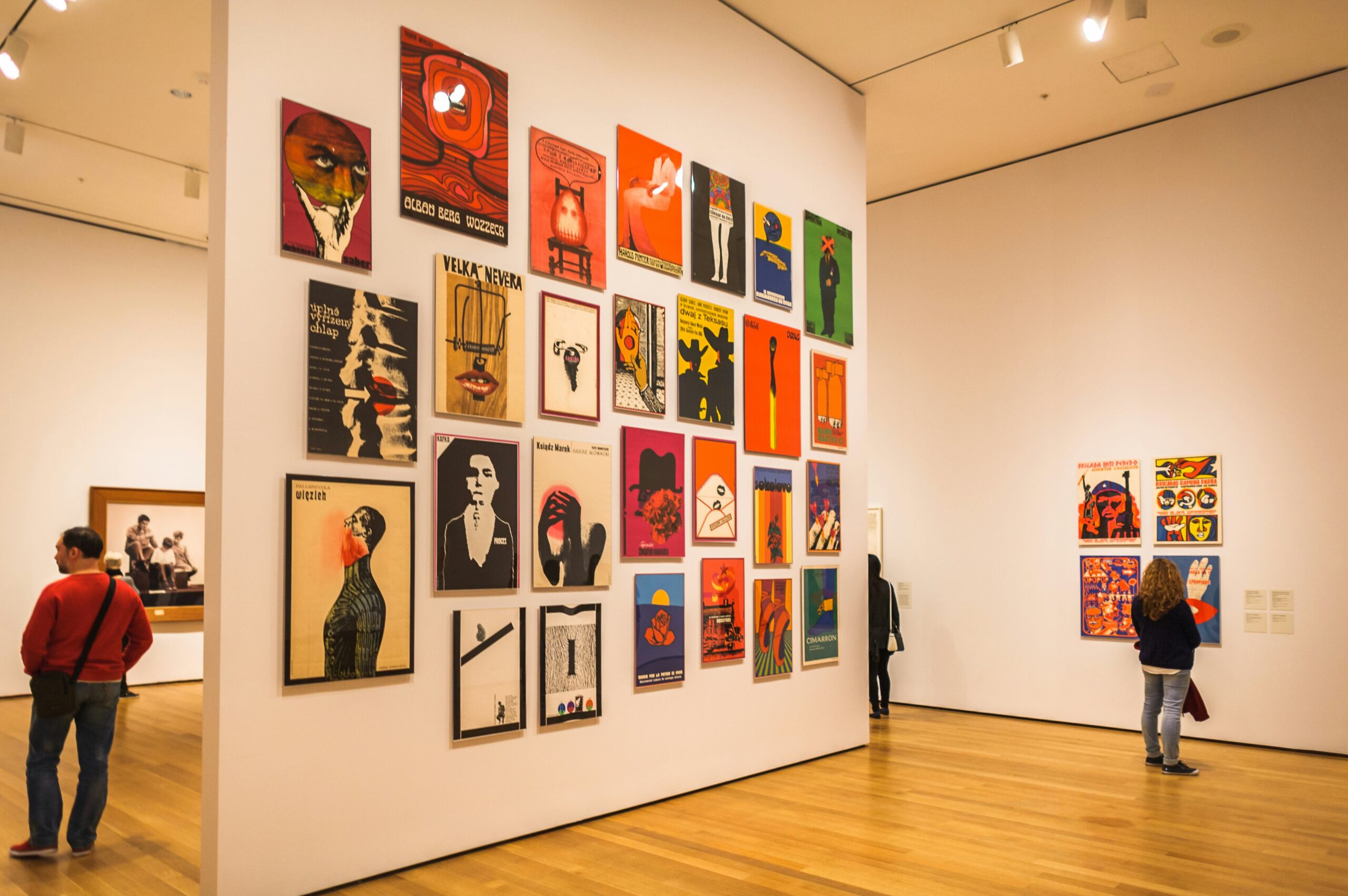 Visitors viewing works in a gallery at the Museum of Modern Art