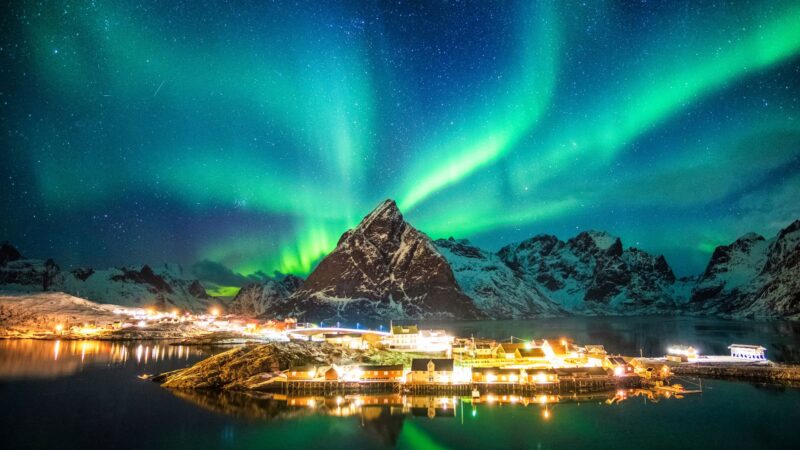 Northern Lights showing up across the sky