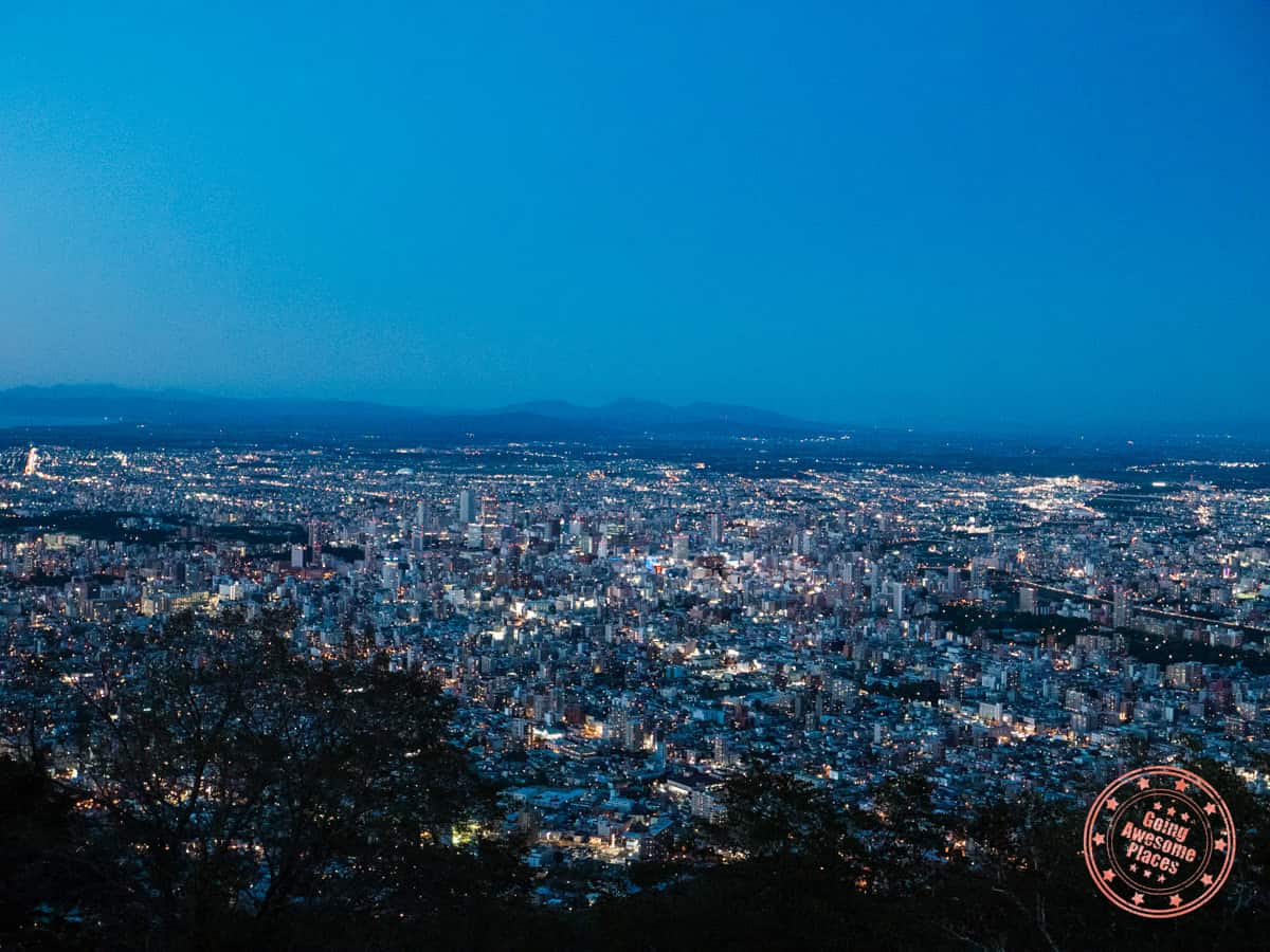 aerial view over sapporo city